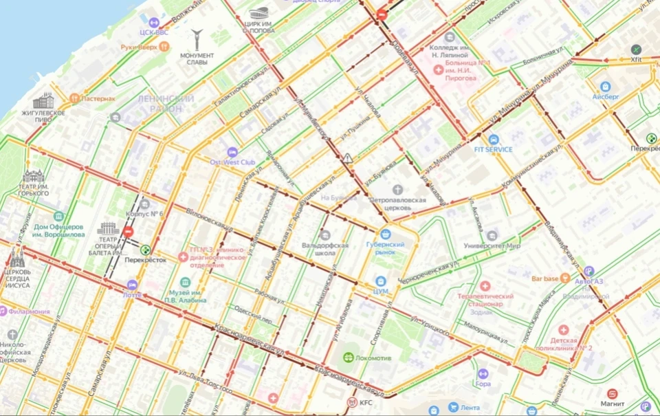 В городе сложно проехать. Фото: Яндекс.Карты