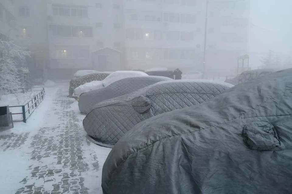 Зимой в Якутии машины стоят под теплыми портативными гаражами. Фото: KP.RU