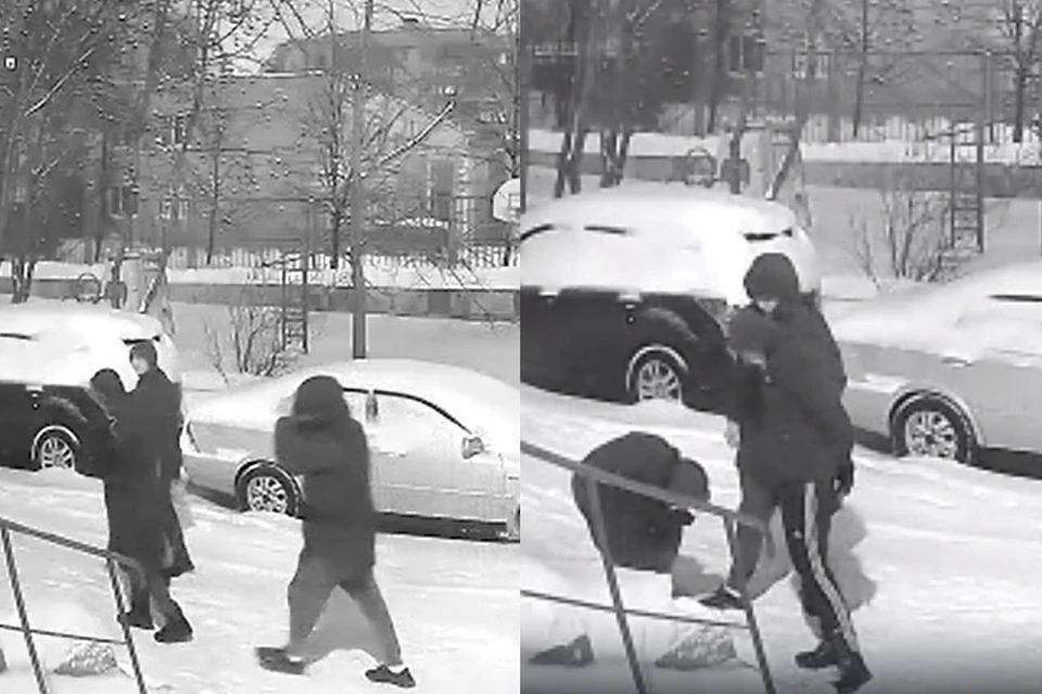 Подозрительные мужчины что-то искали в снегу. Фото: стоп-кадры из видео местных жителей / АСТ-54