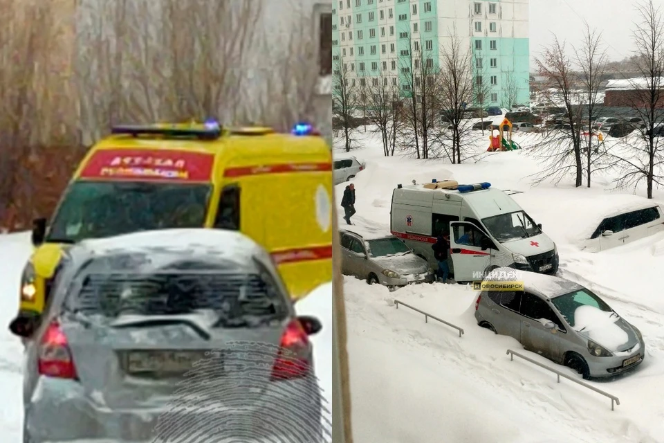 В Новосибирске автомобилям скорой помощи понадобился тягач из-за снегопада. Фото: Инцидент Новосибирск.