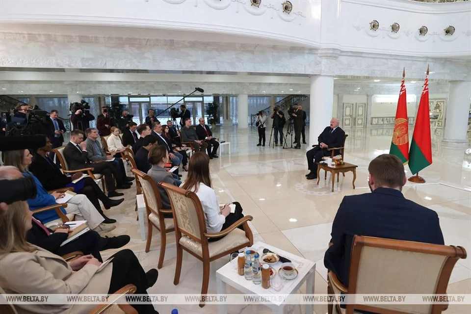 Александр Лукашенко встретился с иностранными журналистами во Дворце Независимости 16 февраля 2023 года. Фото: БелТА.