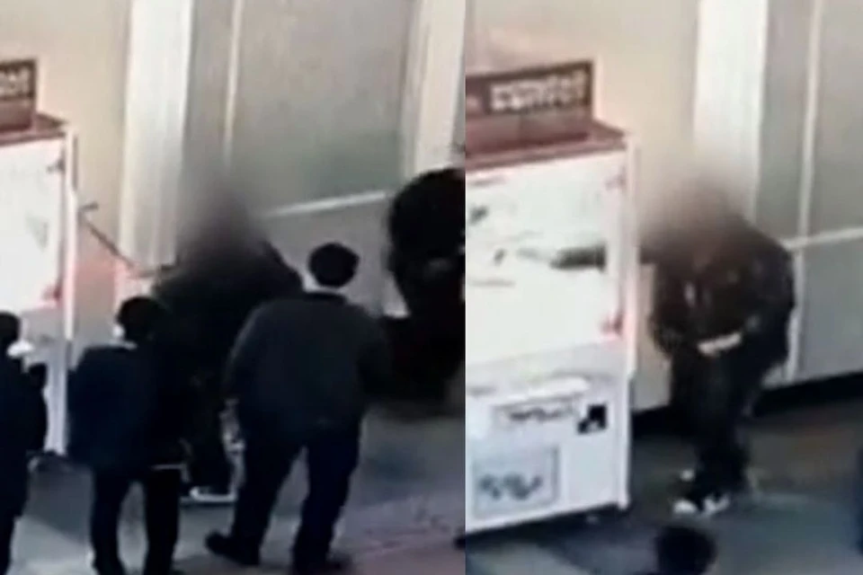 Мужчина разбил стекло в игровом автомате. Фото: скриншот из видео УТ МВД РФ по СФО