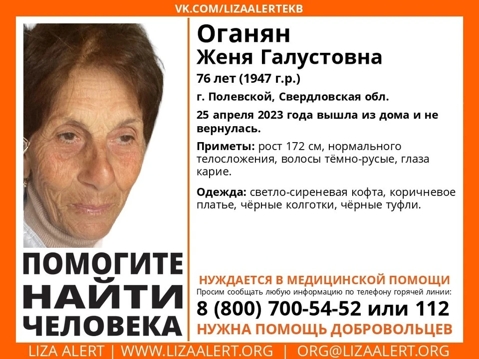 Женщина не вернулась домой. Фото: «ЛизаАлерт»