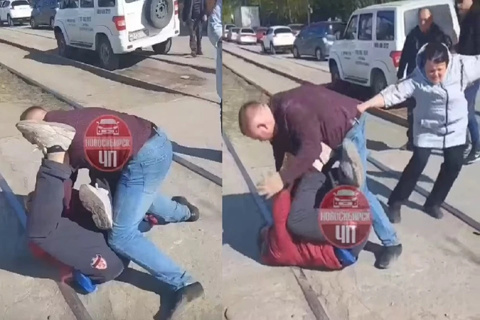 В Новосибирске водитель напал на пешехода из-за замечания. Фото: стоп-кадр // "ЧП-Новосибирск".