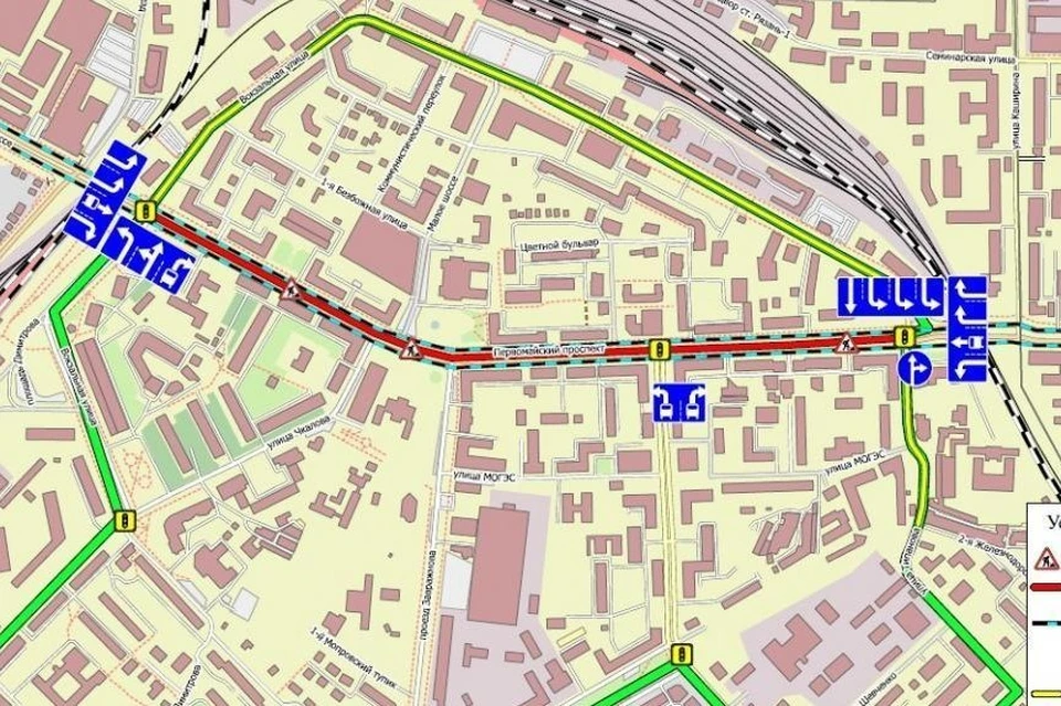 С 9 июня по 12 июля участок Первомайского проспекта между улицами Вокзальной и Типанова будет открыт только для общественного транспорта.