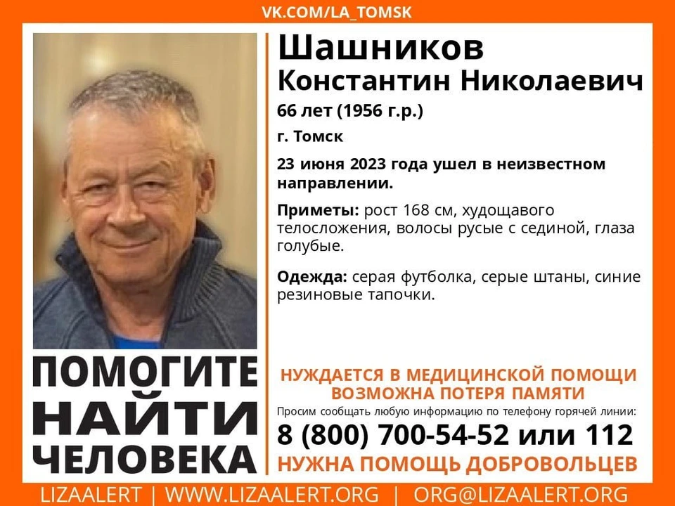 Фото: ориентировка поискового отряда «ЛизаАлерт»