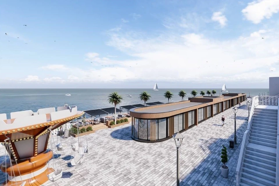 Так по проекту будет выглядеть реконструированный пляж на мысе Хрустальном. Фото: пресс-служба правительства г. Севастополя