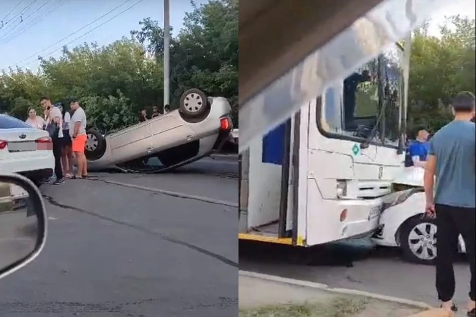 В Новосибирске иномарка столкнулась с пассажирским автобусом. Фото: "АСТ-54"