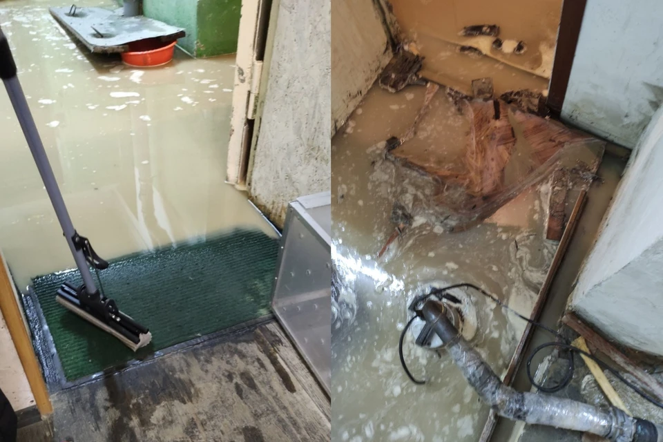 Цоколь дома окался в воде.