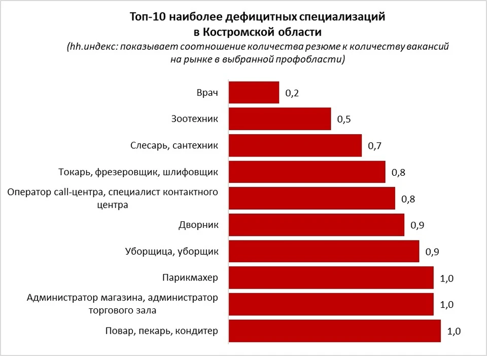 В Костроме не хватает врачей, зоотехников и слесарей-сантехников. Фото: hh.ru