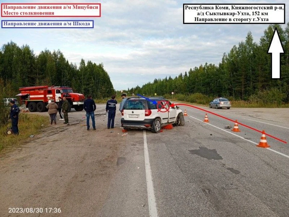 На трассе Сыктывкар - Ухта погиб пассажир и получила серьезные травмы водитель Mitsubishi Space Star