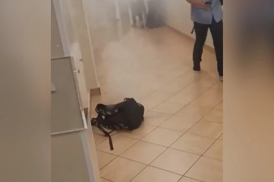 Пауэрбанк задымился в рюкзаке у школьницы в гимназии №642 в Петербурге. Фото: t.me/dtp_spb78