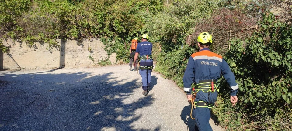 Спасатели с помощью альпинистского снаряжения эвакуировали мужчину в безопасное места. Фото: МЧС Республики Крым