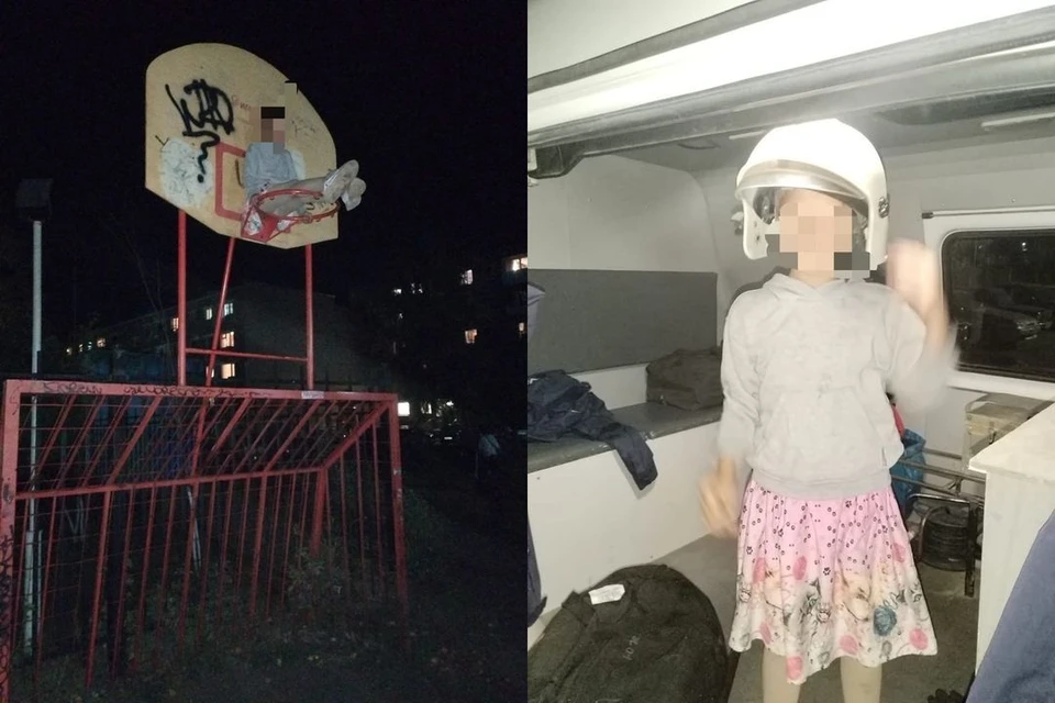 В Новосибирске 7-летняя девочка застряла в баскетбольном кольце. Фото: спасатели МАСС