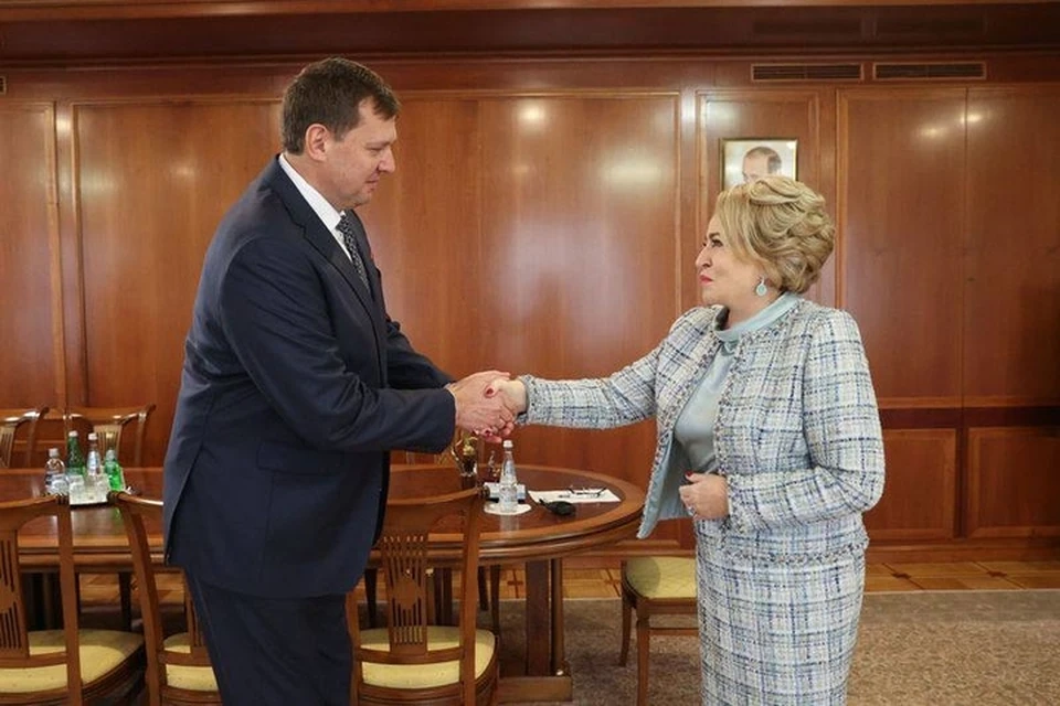 Валентина Матвиенко на встрече с Евгением Балицким призвала его быстрее интегрировать регион в правовое поле России. ФОТО: тг-канал Евгения Балицкого