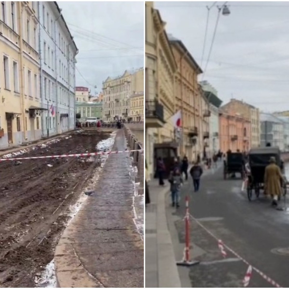 Набережная реки Мойки в Петербурге утонула в грязи из-за съемок сериала -  KP.RU