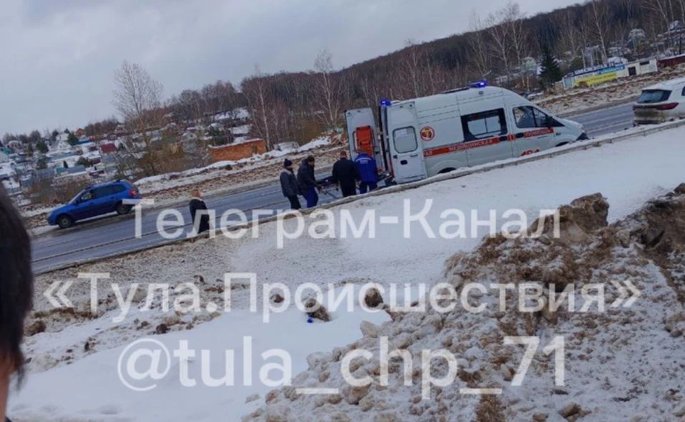 На трассе М-2 «Крым» возле Тулы под колеса машины попал пенсионер. Фото: ТГ-канал "Тула. Происшествия".