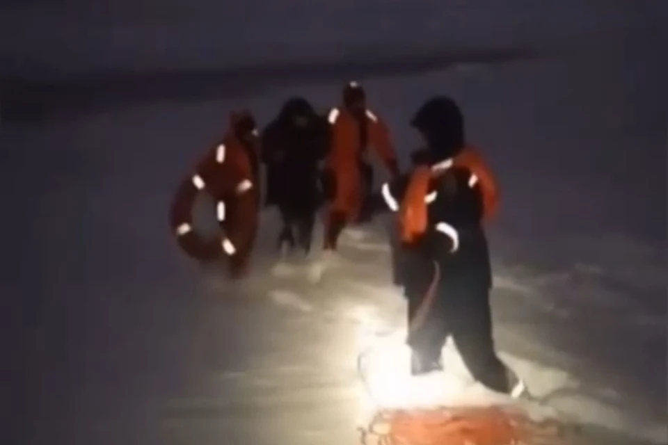 Спасатели помогли мужчине выйти на берег. Фото: Кадр из видео МАСС