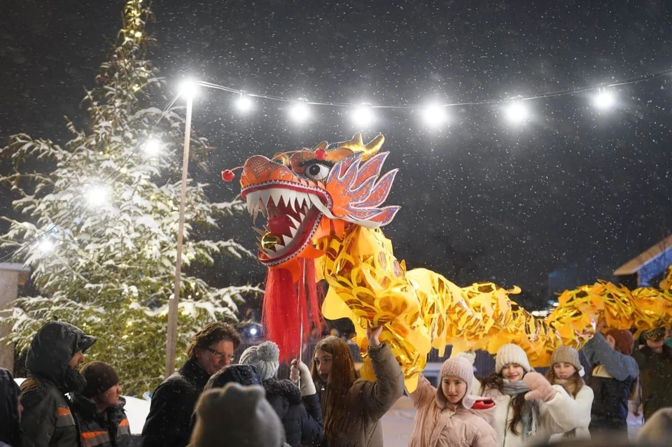 10-метрового дракона носили по парку. Фото: ЦПКиО.