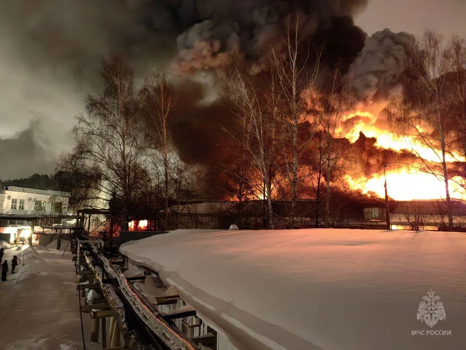 Производственное здание загорелось в Ижевске. Фото: МЧС Удмуртии