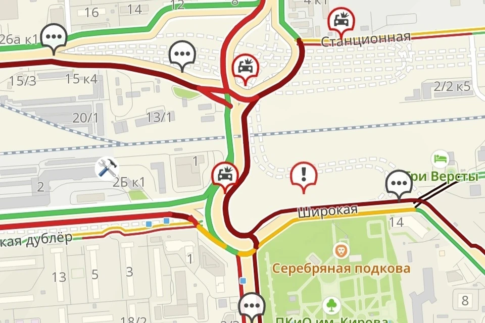 На площади Энергетиков по-прежнему долинные пробки. Фото: 2Гис