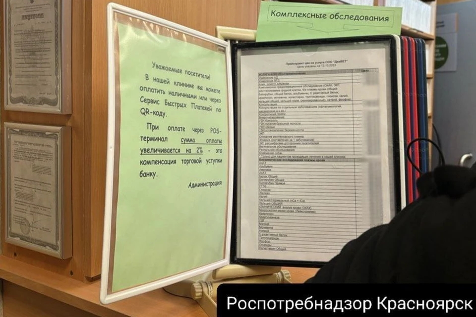 В Норильске ветеринарная клиника повышала цену при безналичной оплате. Фото: Роспотребнадзор