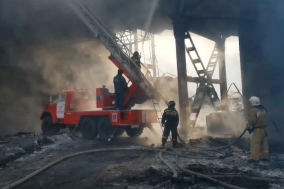 Пожар на Шагонарской ТЭЦ локализован. ФОТО: ГУ МЧС по республике Тува