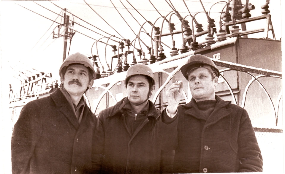 (Слева на право) В.И. Резанов, В.С. Чурсин, В.А. Балашов. Прохоровский РЭС. 1978 год.