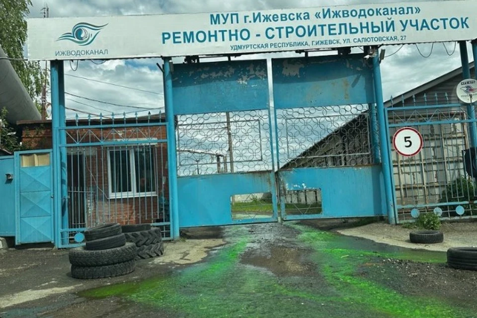 Потоки зеленой воды в районе «Ижводоканала». Фото: vk.com/zlou18