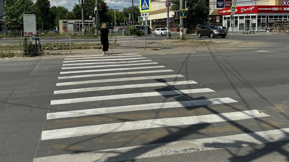 В Ульяновске на участке Рябикова разметили пешеходный переход. ФОТО: МБУ "Правый берег" Ульяновск