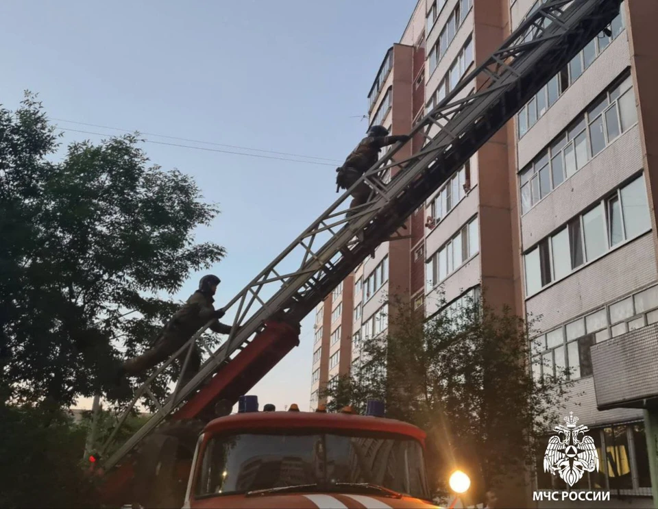 Ульяновские спасатели вскрыли замок квартиры, где находилась 2-летняя девочка. ФОТО: МЧС УО