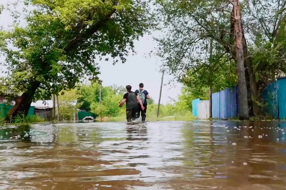 Город еще не освободился от воды. Фото: принтскрин с видео администрации Дальнереченска