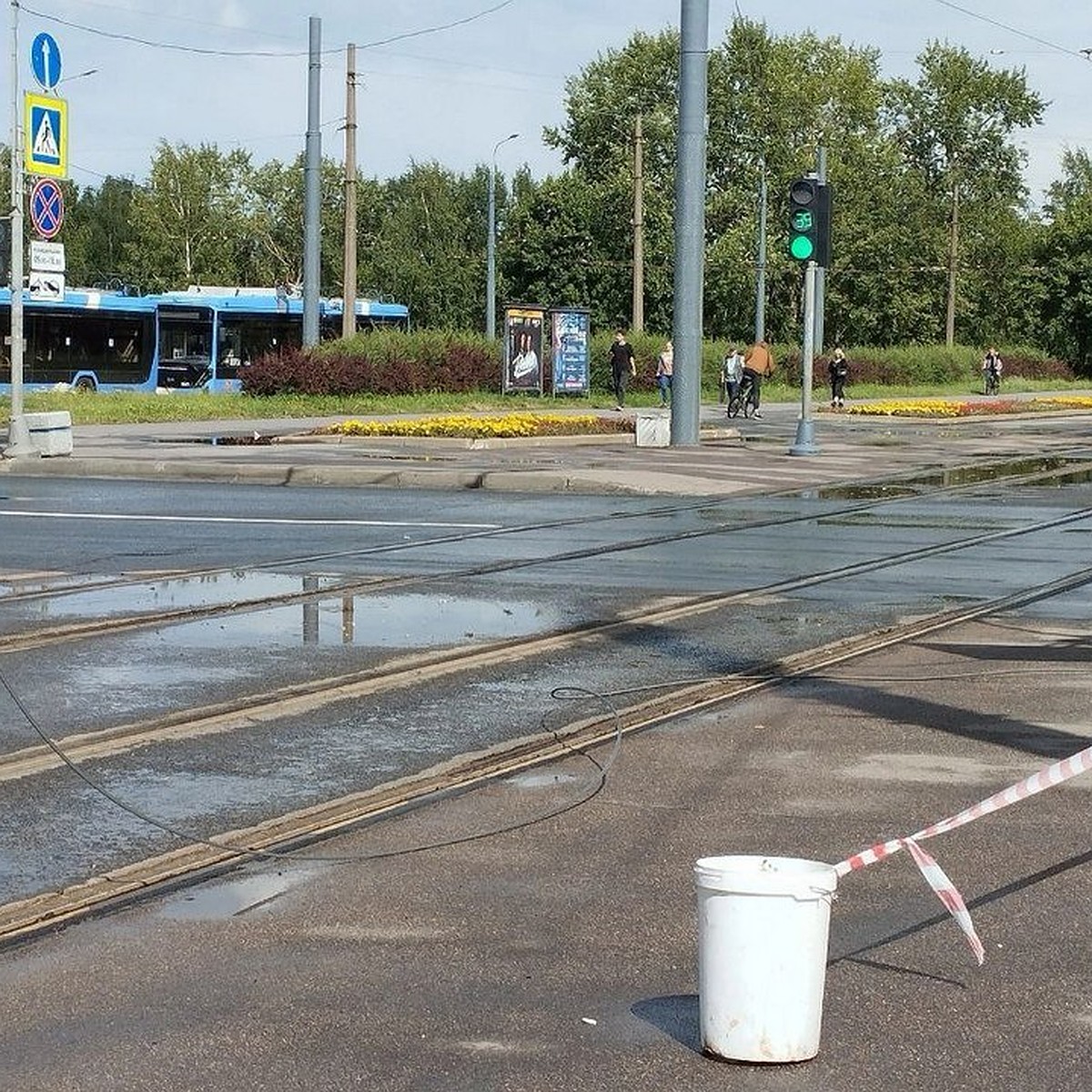 Пробку из трамваев и троллейбусов заметили на проспекте Ветеранов в  Петербурге - KP.RU