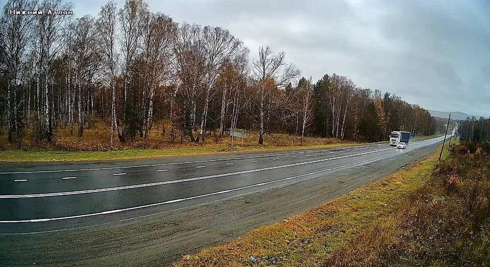 Дождь со снегом попал на камеры в Нижнем Атляне. Фото: Трасса М5 Уфа - Челябинск