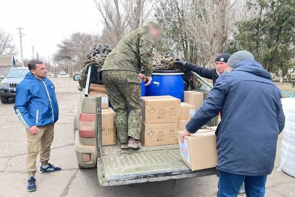 Полторы тонны груза пришло в Горностаевский район из Подмосковья. Фото: тг-канал Игоря Кастюкевича