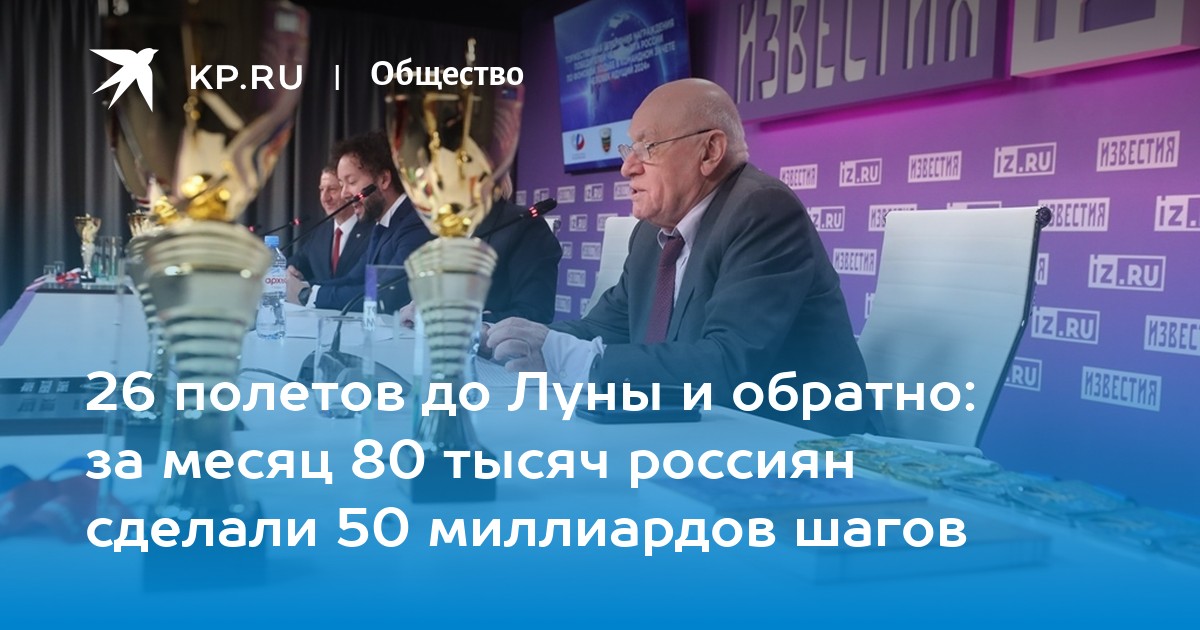 26 полетов до Луны и обратно: за месяц 80 тысяч россиян сделали 50 миллиардов шагов