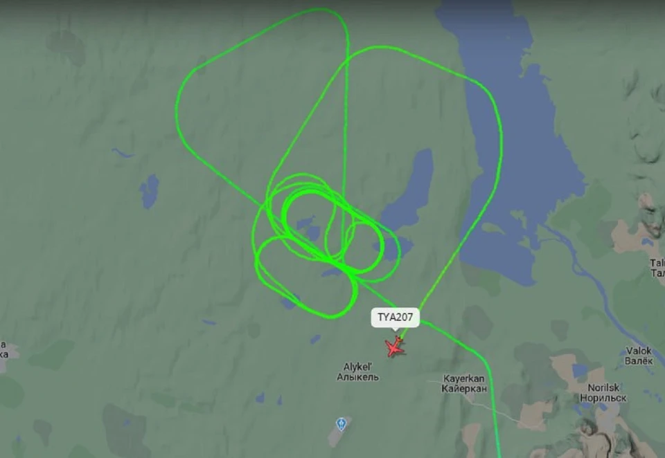 Boeing из Красноярска совершил штатную посадку в Норильске. Скриншот: Flightradar24