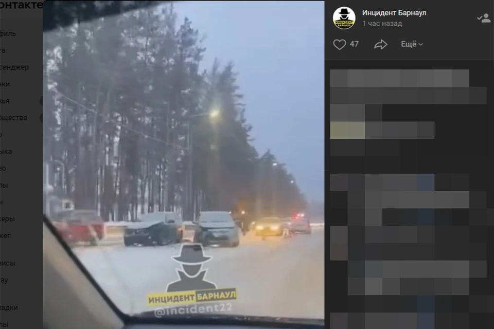 ДТП на шоссе Ленточный Бор. Скриншот видео из группы vk.com/incident22
