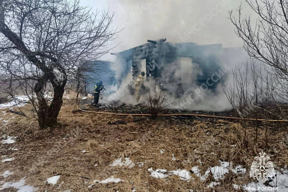 Пожар уничтожил дом. Фото: ГУ МЧС России по Тверской области