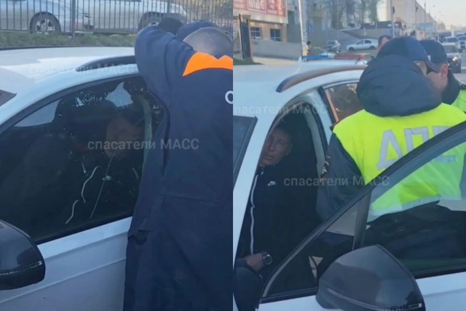 В Новосибирске пьяный мужчина неподвижно сидел в машине больше суток. Фото: Спасатели МАСС