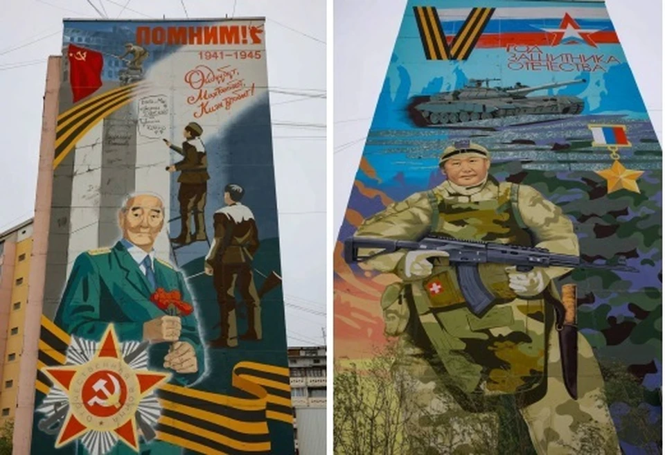 Новые муралы с героями Якутии украсили стены многоэтажных домов Фото: Айсен Николаев