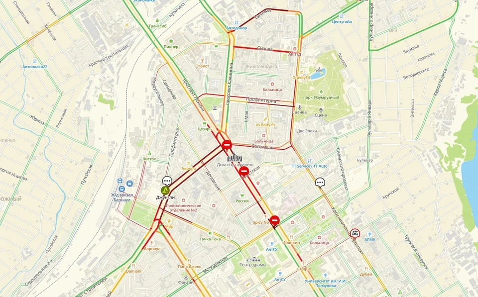 Пробки. Скриншот 2GIS