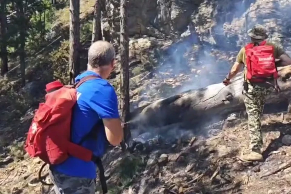 В Ялтинском заповедники тушат пожар. Фото: кадр видео: МЧС России/Tg