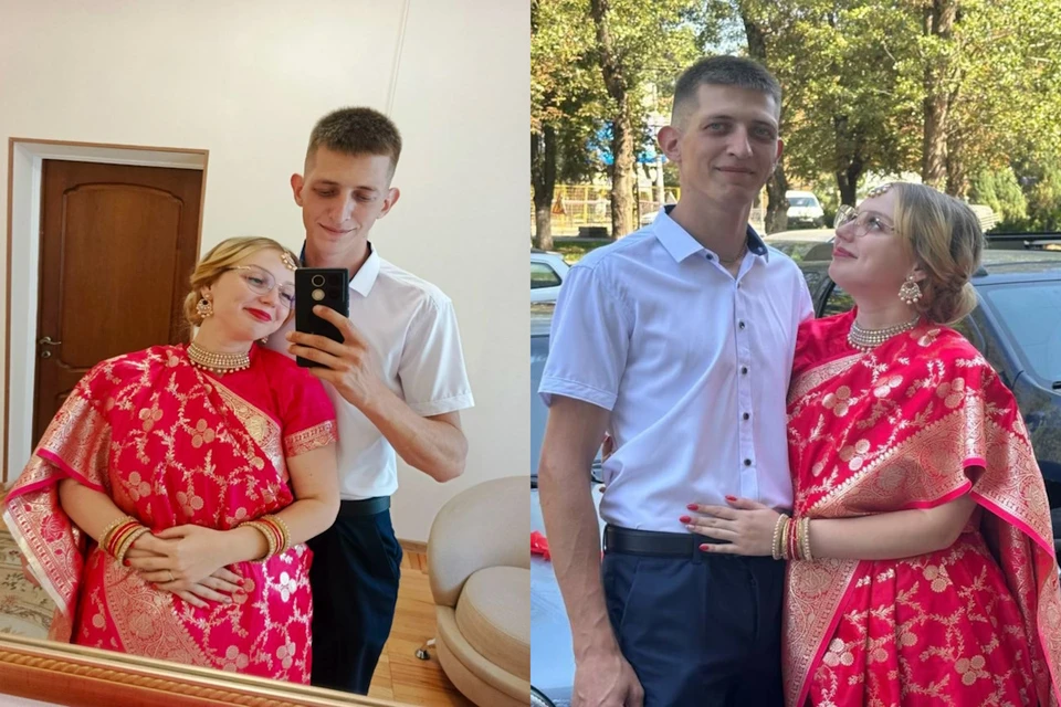 21‑летняя невеста отказалась от традиционного белого платья в пользу яркого индийского сари.