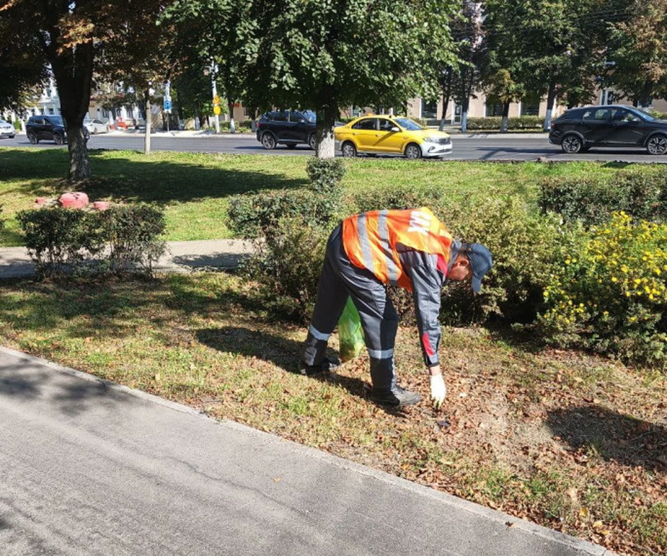 Тульские коммунальщики продолжают убирать город от смета и мусора.
