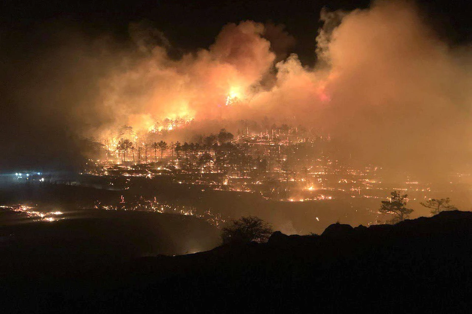 Площадь пожара в Орджоникидзе увеличилась до 20 гектаров. Фото: МЧС РК