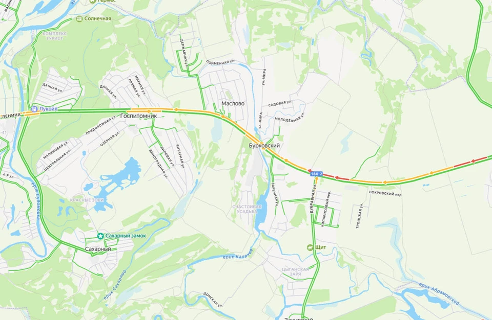 Машины еле движутся. Фото: Яндекс.Пробки.