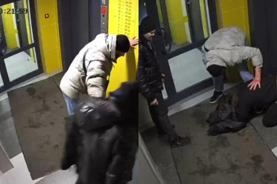 Драка произошла на первом этаже в первом часу ночи. Фото: стоп-кадр из видео с камер наблюдения