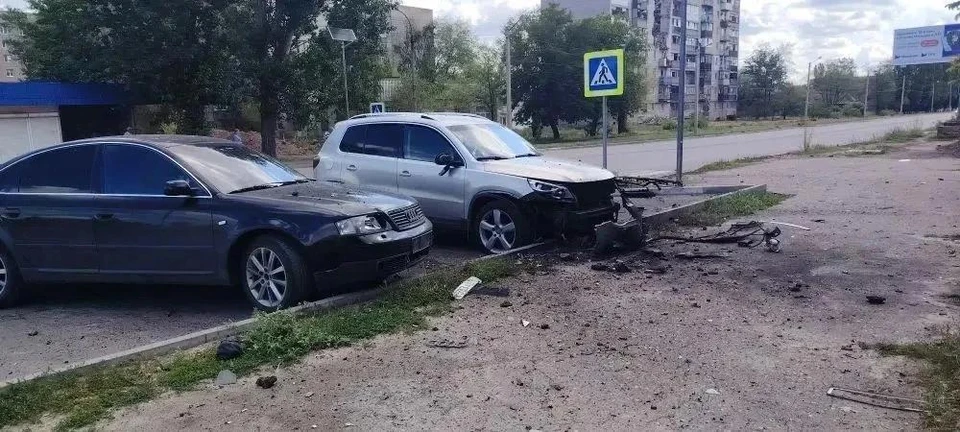 Удар был нанесен по городской парковке. Фото - канал МАХ Леонида Пасечника
