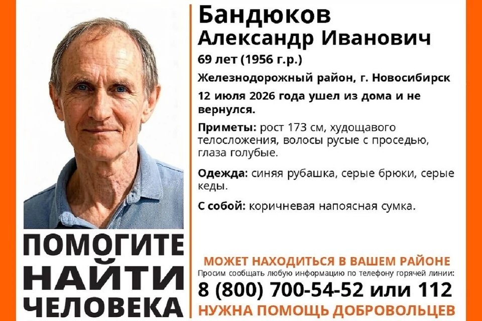 В день исчезновения на нем была синяя рубашка. Фото: поисковый отряд «ЛизаАлерт» Новосибирской области